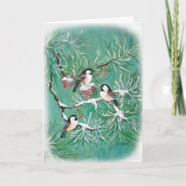 Cartão De Festividades Chickadees and Pine Card