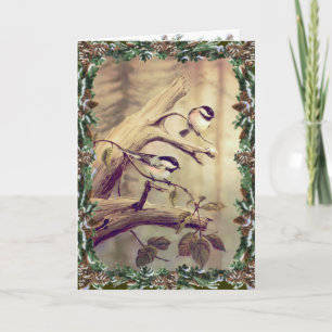 Cartão De Festividades CHICKADEES & WREATH de SHARON SHARPE