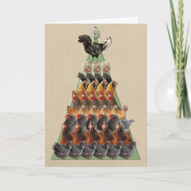 Cartão De Festividades Chicken Christmas Tree Card (Frente)