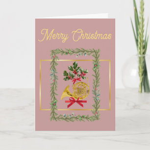 Cartão De Festividades Chifre Francês Elegante Natal Luz Malva