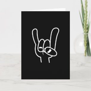 Cartão De Festividades Chifres de Diabo de Heavy Metal Linha Branca