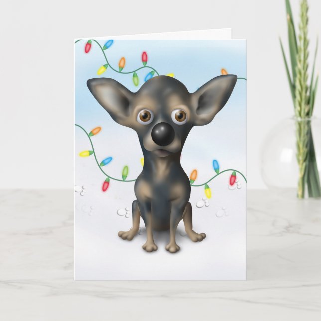 Cartão De Festividades Chihuahua 2 Natal (Frente)