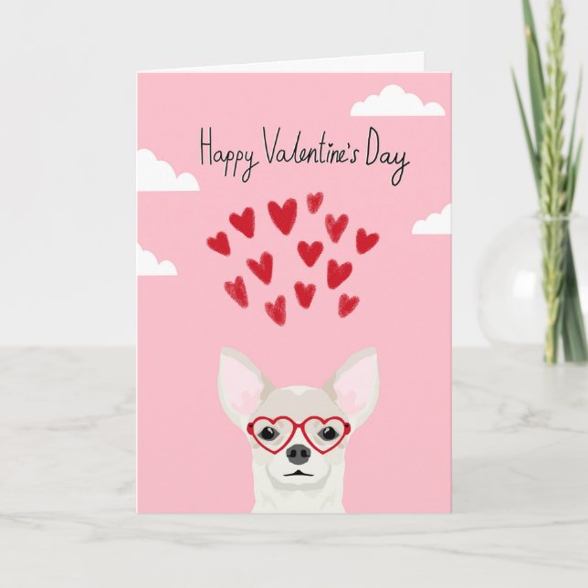Cartão De Festividades Chihuahua Valentines Love Card - cute dog (Frente)