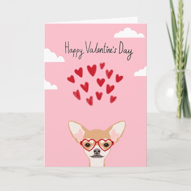 Cartão De Festividades Chihuahua Valentines Love Card - cute dog (Frente)