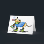 Cartão De Festividades Chihuahua Winter Snowflake<br><div class="desc">Desenho original da Arte de Folha de Leash de um Chihuahua fofo pegando um floco de neve em sua língua. Ele veste um lenço de suéter colorido e botas, fazer uma cena de feriado quente. Excelente ou ideia de presente. Clique no botão laranja "personalizar!" para alterar a cor do plano...</div>