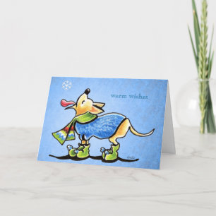 Cartão De Festividades Chihuahua Winter Snowflakes Natal Personalizado