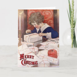 Cartão De Festividades Child Wrapping Presents by Jessie Willcox Smith