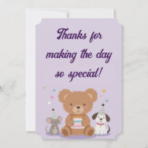 Childish Thank You Birthday Card Fun Kids Party