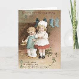 Cartão De Festividades Children Stockings Holly Candle