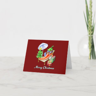 Cartão De Festividades Chili de Natal Merry Vermelho Horizontal