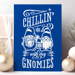 Cartão De Festividades Chillin With My Gnomies Christmas Gnome Quarantine<br><div class="desc">Chillin With My Gnomies Navy Blue Christmas Gnome Quarantine Holiday Card. Personalize this custom modern design with your own inside greeting.</div>