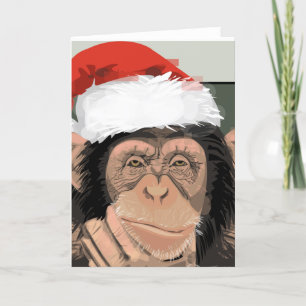 Cartão De Festividades Chimpanzé do papai noel