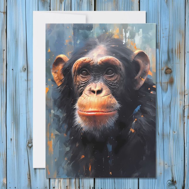 Cartão De Festividades Chimpanzé - Retrato (Criador carregado)