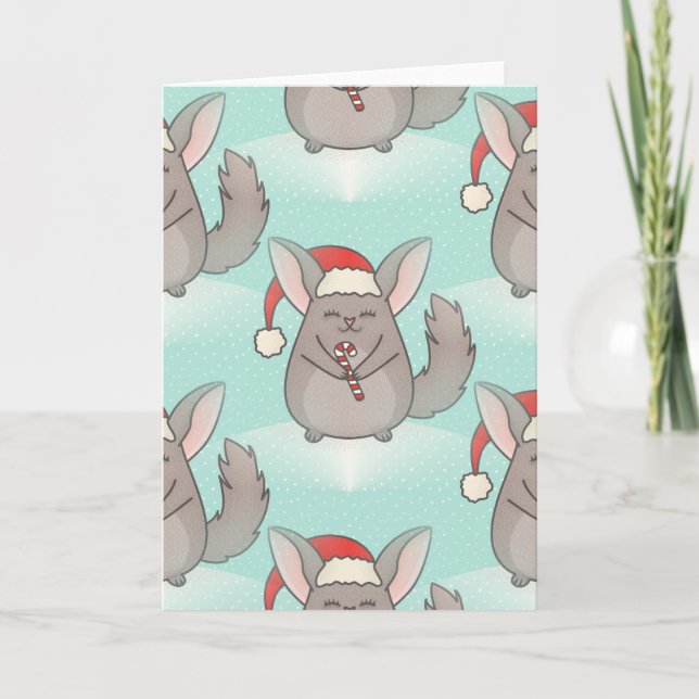 Cartão De Festividades chinchillas de natal (Frente)