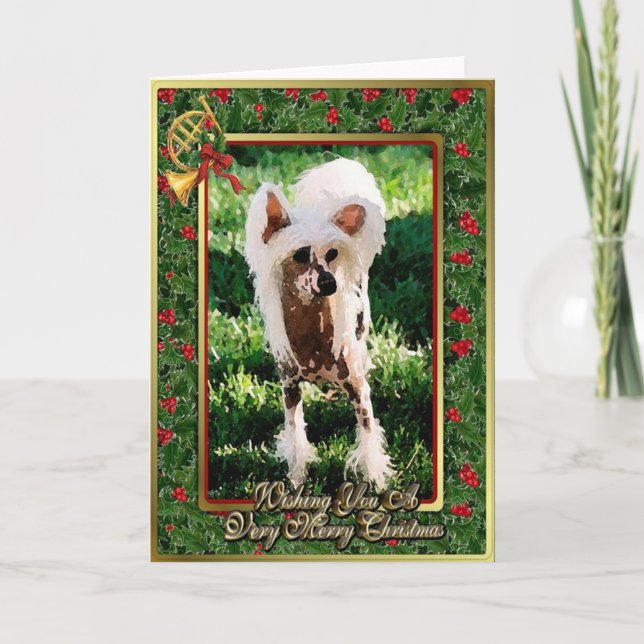 Cartão De Festividades Chinese Crested Dog Blank Christmas Card (Frente)