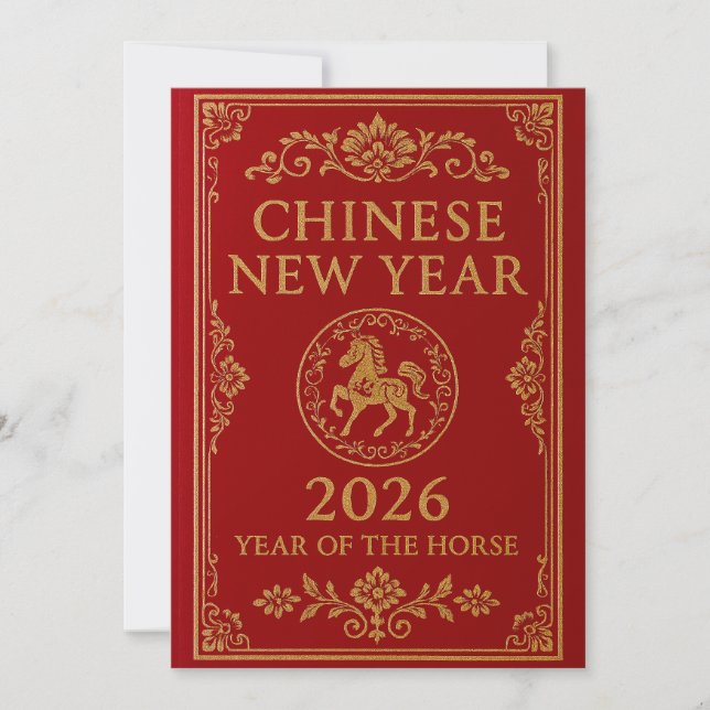 Cartão De Festividades Chinese New Year 2026 - Year of the Horse (Frente)