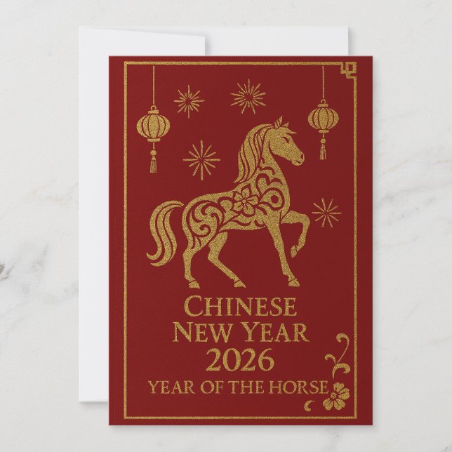 Cartão De Festividades Chinese New Year 2026 - Year of the Horse (Frente)