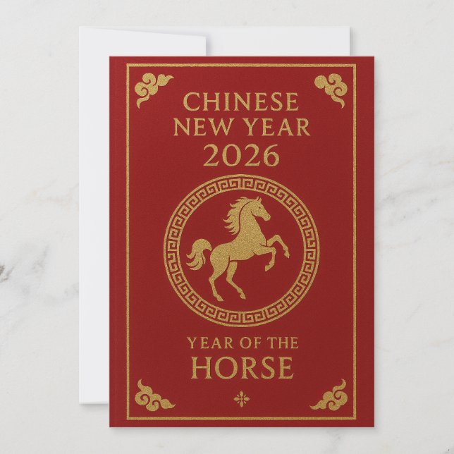 Cartão De Festividades Chinese New Year 2026 - Year of the Horse (Frente)