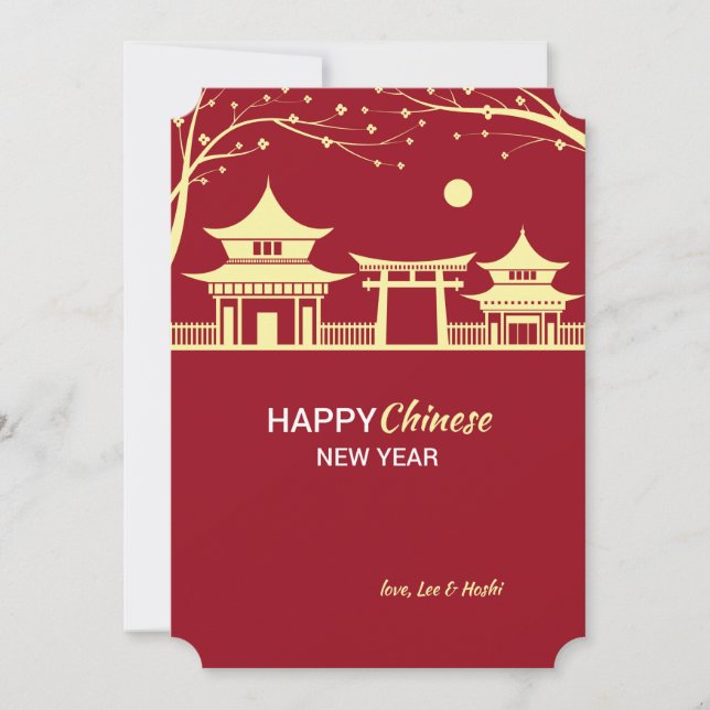 Cartão De Festividades Chinese New Year Landscape Holiday Card (Frente)
