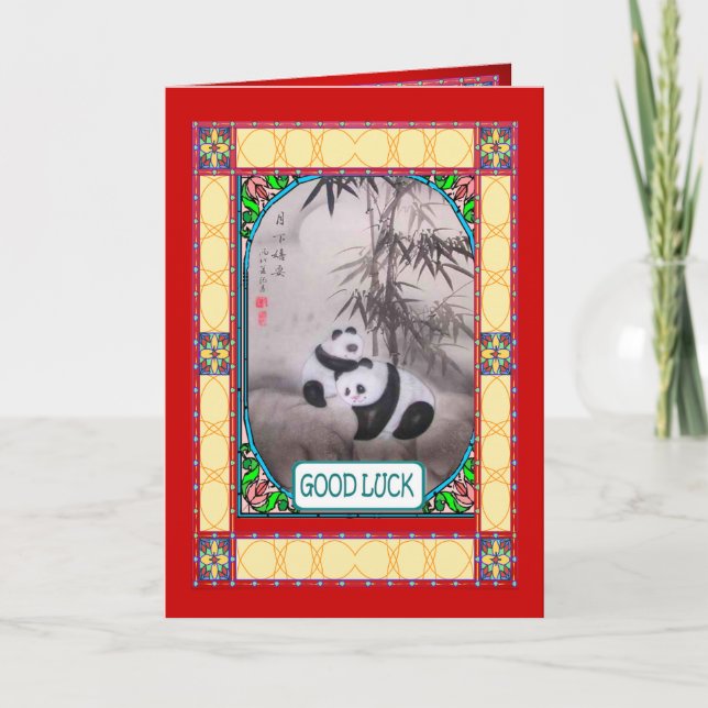 Cartão De Festividades Chinese New year, Pandas beneath a tree (Frente)