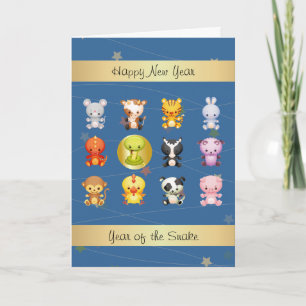 Cartão De Festividades Chinese Zodiac Animals Year of the Snake
