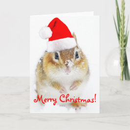 Cartão De Festividades Chipmunk nevado do papai noel do Feliz Natal