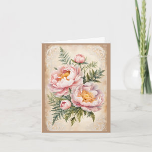 Cartão De Festividades Chique Watercolor Peonies Namorados