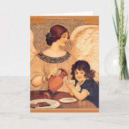 Cartão De Festividades Chocolate Angel French Antiguado