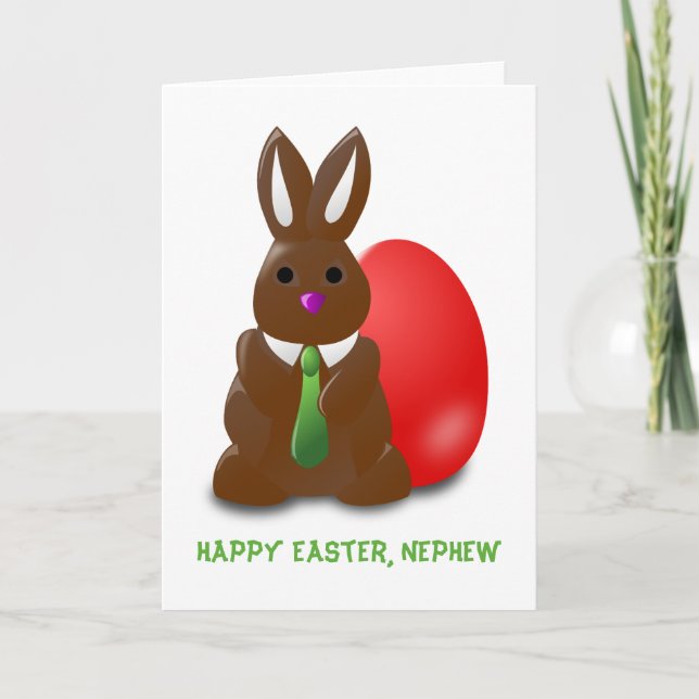 Cartão De Festividades Chocolate Bunny Happy Easter Nephew Greeting Card (Frente)