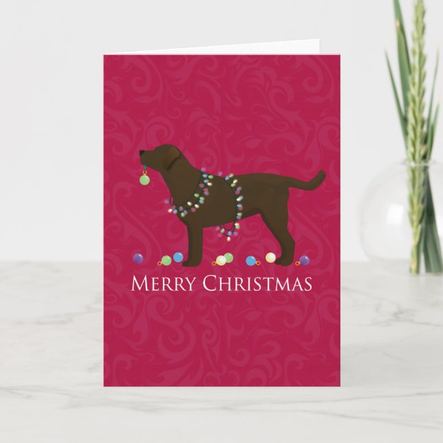 Cartão De Festividades Chocolate Lab Merry Christmas Design (Frente)