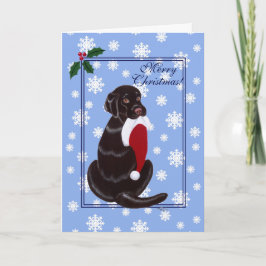 Cartão De Festividades Chocolate Labrador com floco de neve Santa Hat