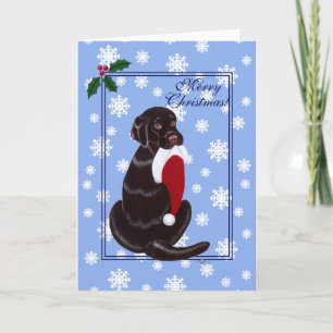 Cartão De Festividades Chocolate Labrador com floco de neve Santa Hat