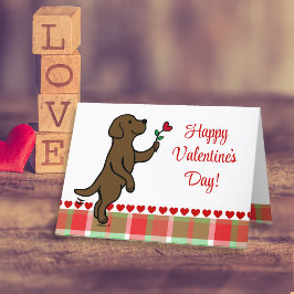 Cartão De Festividades Chocolate Labrador Pequeno Namorados de Flor Cardí