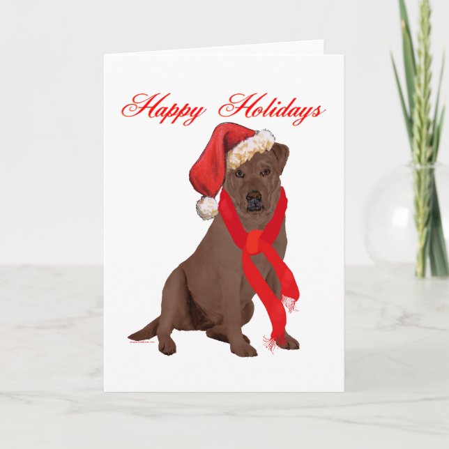 Cartão De Festividades Chocolate Labrador Varejista Natal (Frente)