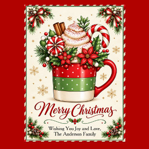 Cartão De Festividades Chocolate Quente de Natal Adorável