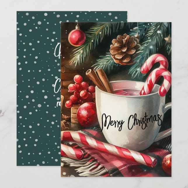 Cartão De Festividades Chocolate Quente e Alegria (Frente/Verso)