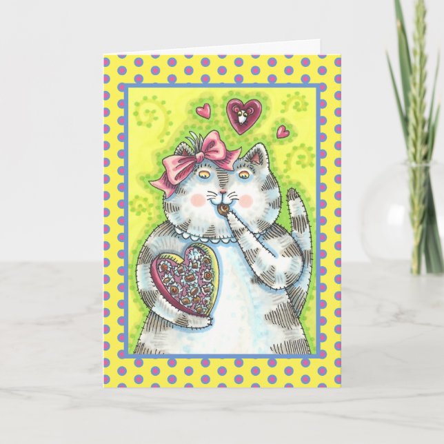 CARTÃO DE FESTIVIDADES CHOCOLATES DO ADMIRER SECRETO DE KITTEN, NAMORADOS (Frente)