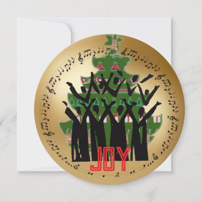 Cartão De Festividades Choir in front of Christmas Tree Holiday Card (Frente)