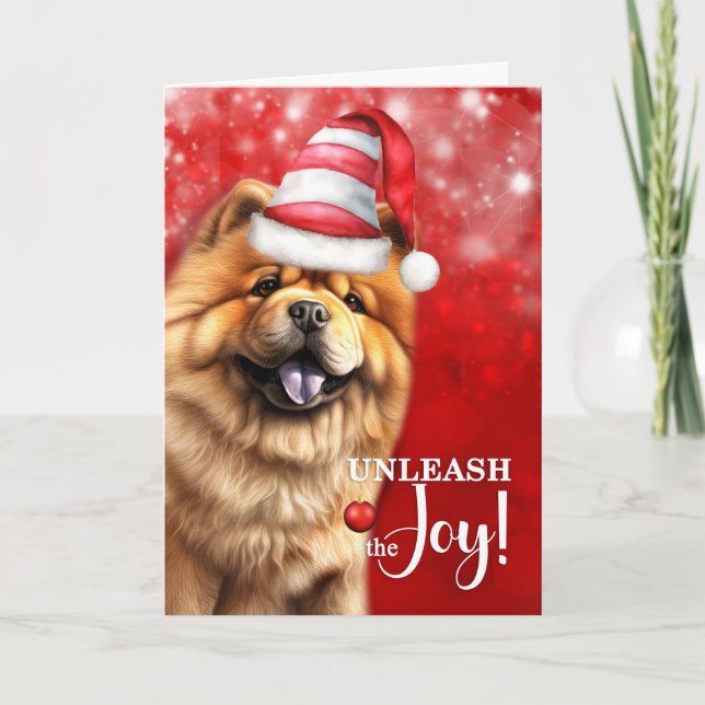 Cartão De Festividades Chow Chow Dog Unleash the Joy Christmas (Frente)