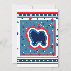 Cartão De Festividades Chow Chow Patriótico Vermelho Branco E Azul 4 De J