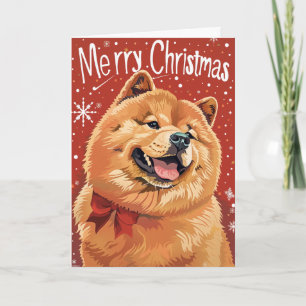 Cartão De Festividades Chow Chow Personalizado Natal