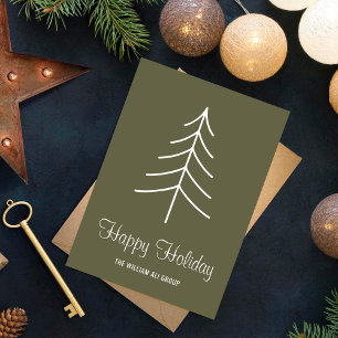 Cartão De Festividades Chrismast De Árvore Verde De Pinho Verde Elegante