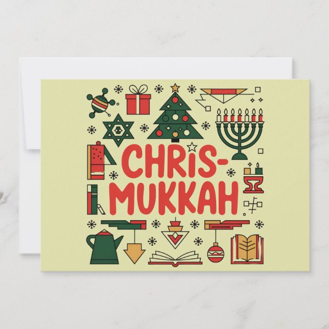 Cartão De Festividades Chrismukkah Hanukkah Natal Judaico Religioso  (Frente)