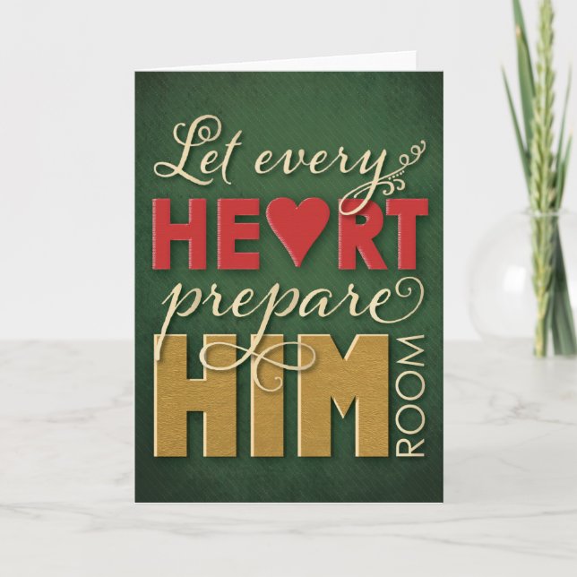 Cartão De Festividades Christian Christmas Card -Let every heart prepare (Frente)