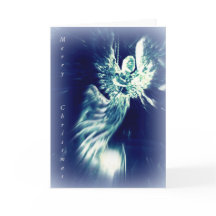 Christian Christmas card silver blue angel
