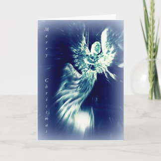 Cartão De Festividades Christian Christmas card silver blue angel