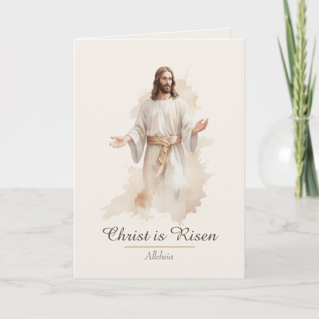 Cartão De Festividades Christian Easter Card He is Risen Blessing (Frente)