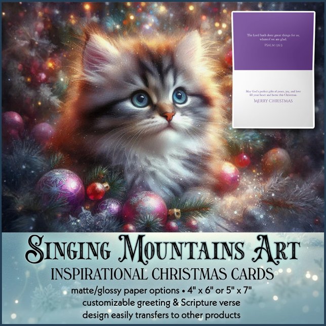 Cartão De Festividades Christian Faith Cat Lover Feliz Natal (Criador carregado)