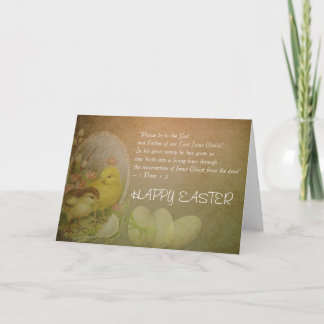 Cartão De Festividades Christian Happy Easter Bible Verse Chickens