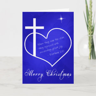 Cartão De Festividades Christian Merry Christmas blue customizable